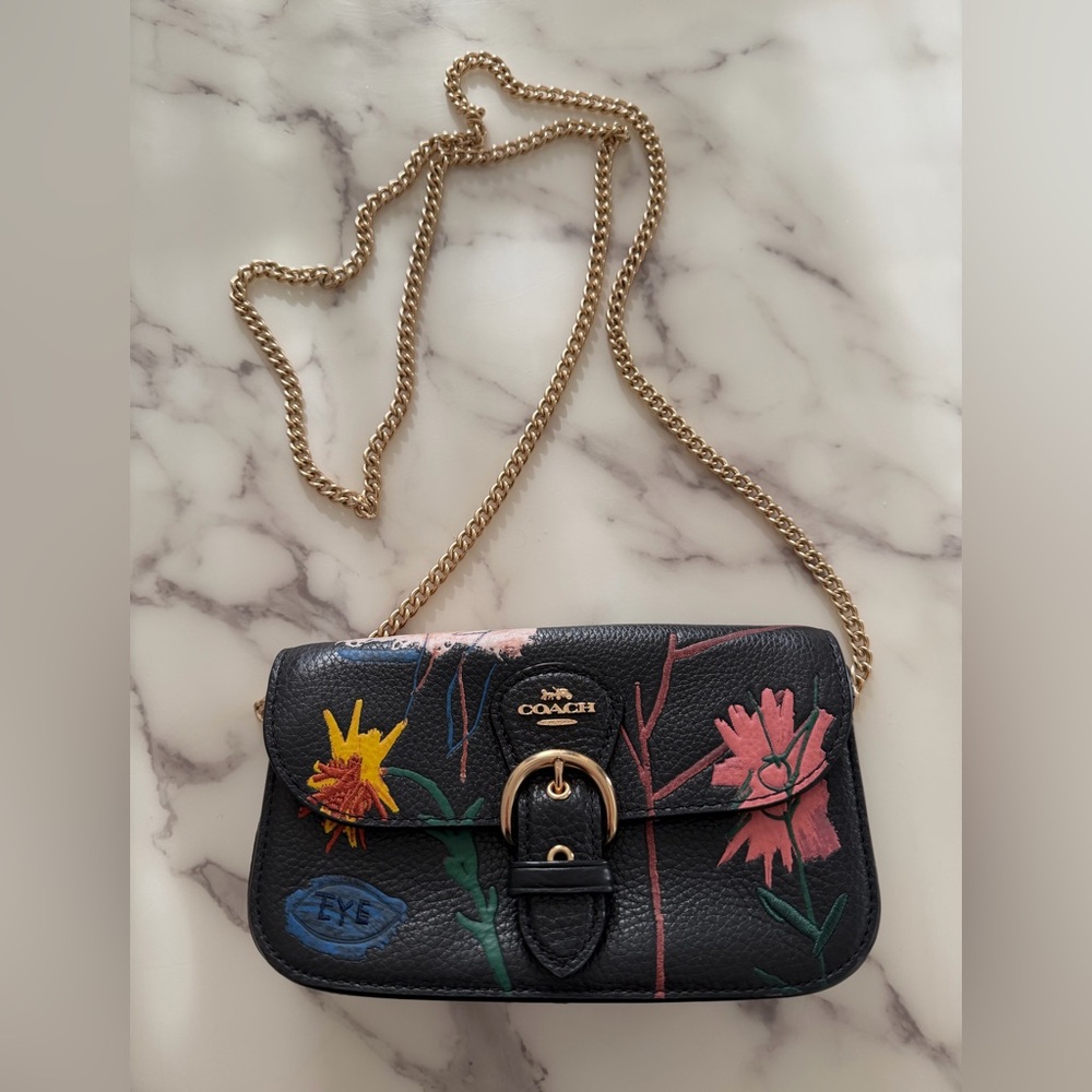 Coach Black Crossbody Bag with Floral Accents(6) - Picture 1 of 7
